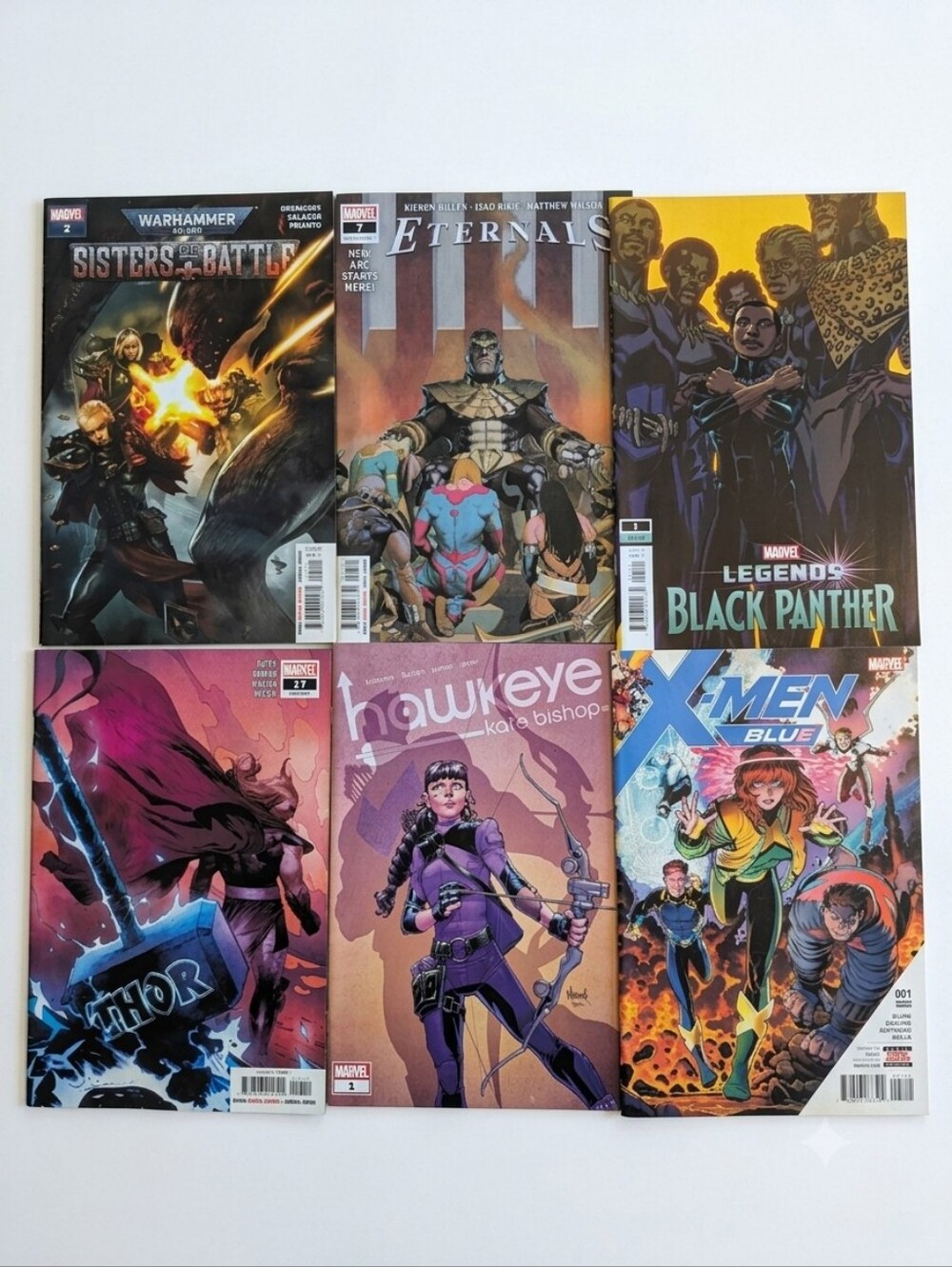 x6 Marvel Comic Book Lot - Thor, X-Men, Black Panther, Hawkeye, Warhammer